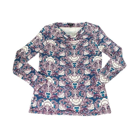 Talbots Cowl Neck Teal Purple Soft Shirt Small - Picture 1 of 6